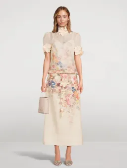 Zimmermann Luminosity Liftoff Flower Top & Midi Skirt Set Morisot Cream Print Size 1 / AU 10 for rent on The Volte - image 1
