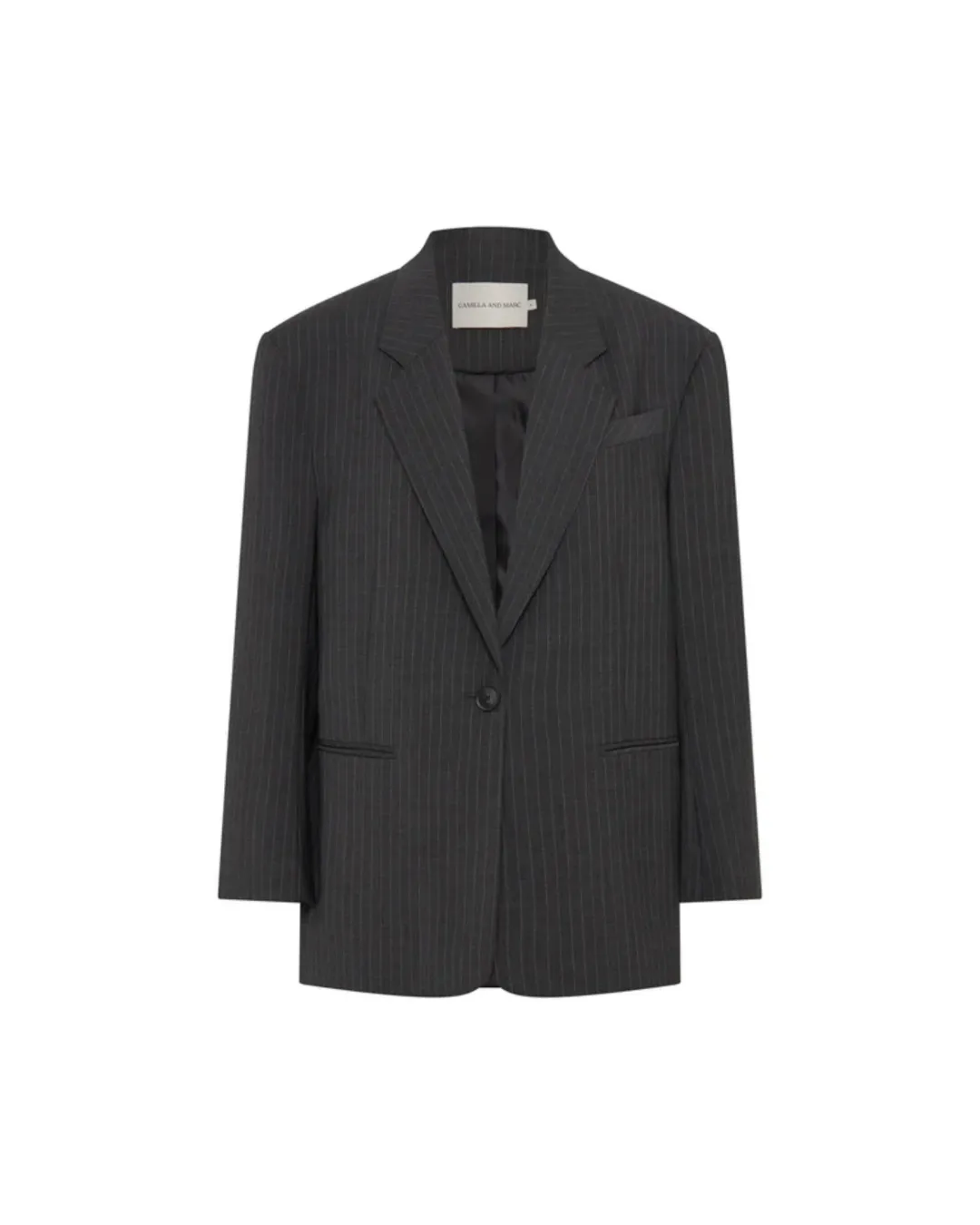 Camilla and Marc Brancusi Blazer and Mini Skirt Set Charcoal Pinstripe Size AU 8 for rent on The Volte - main image