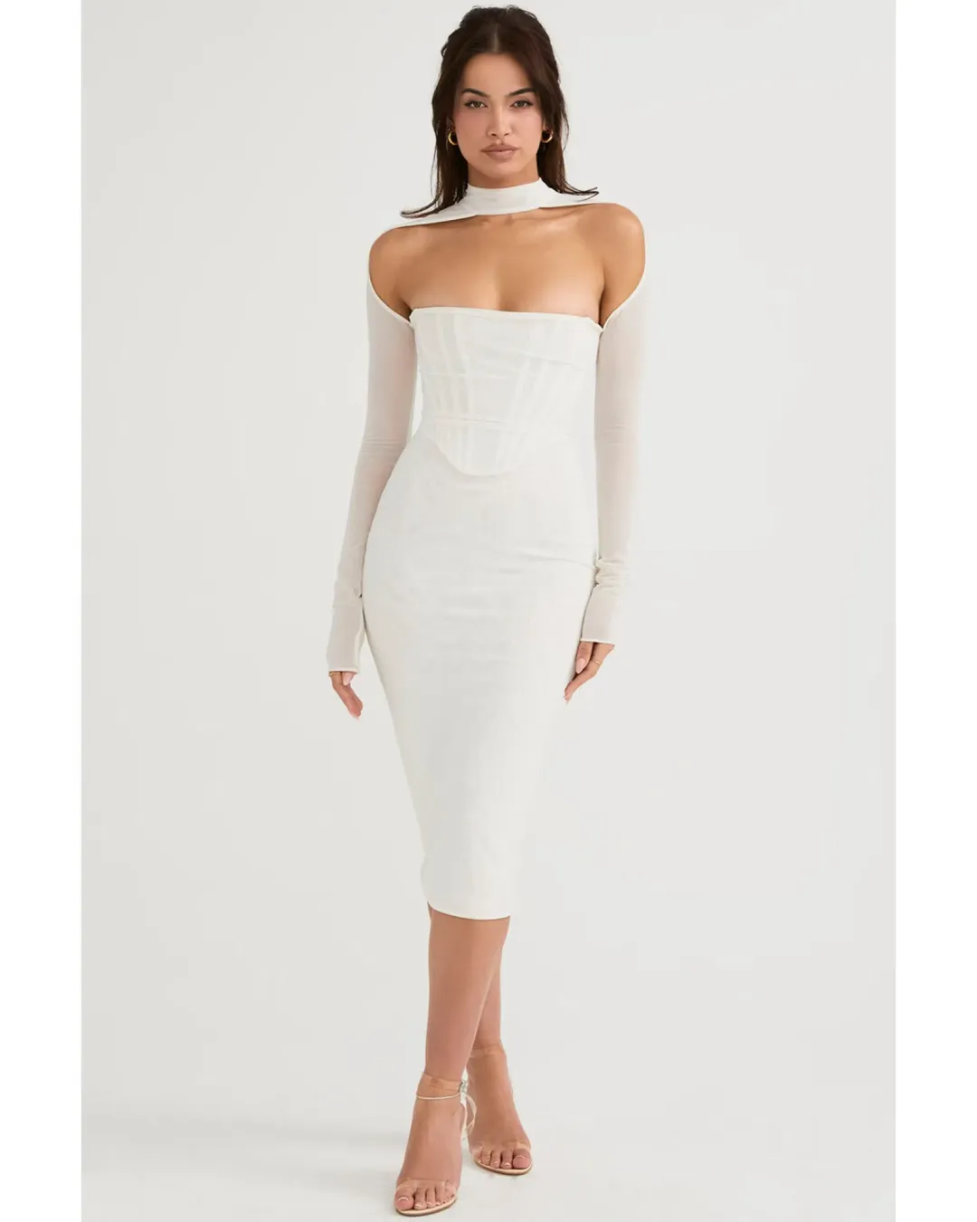 House of CB Milarose Midi Dress White Size AU 8 for rent on The Volte - main image