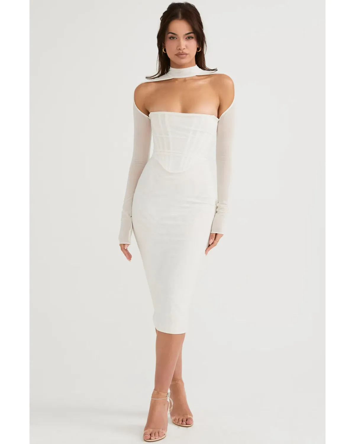 House of CB Milarose Midi Dress White Size AU 8 for rent on The Volte - main image