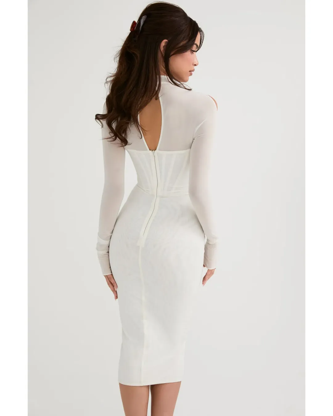 House of CB Milarose Midi Dress White Size AU 8 for rent on The Volte - main image