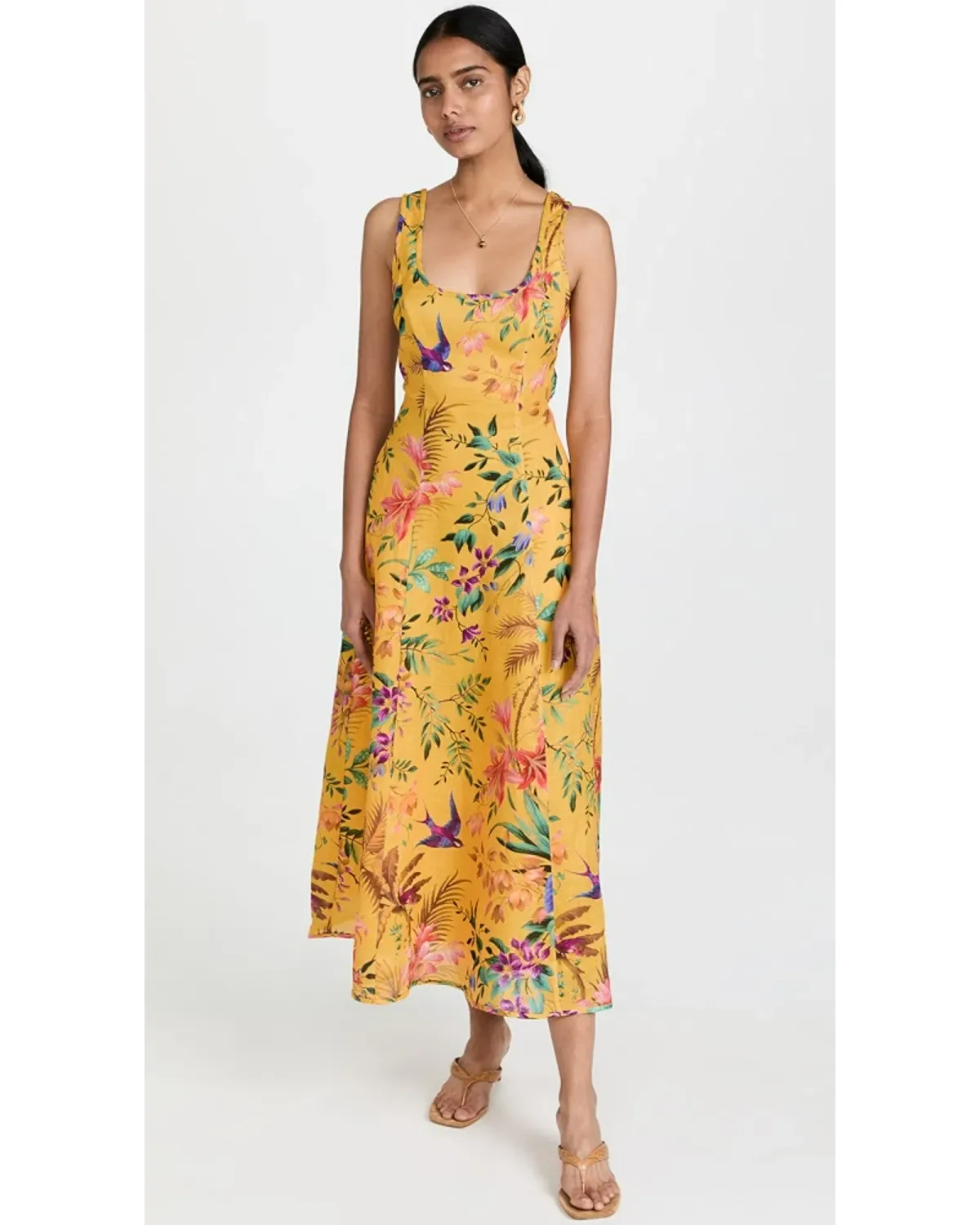 Zimmermann Tropicana Cut Out Midi Dress Mango Floral 0P / AU 6 for rent on The Volte - main image