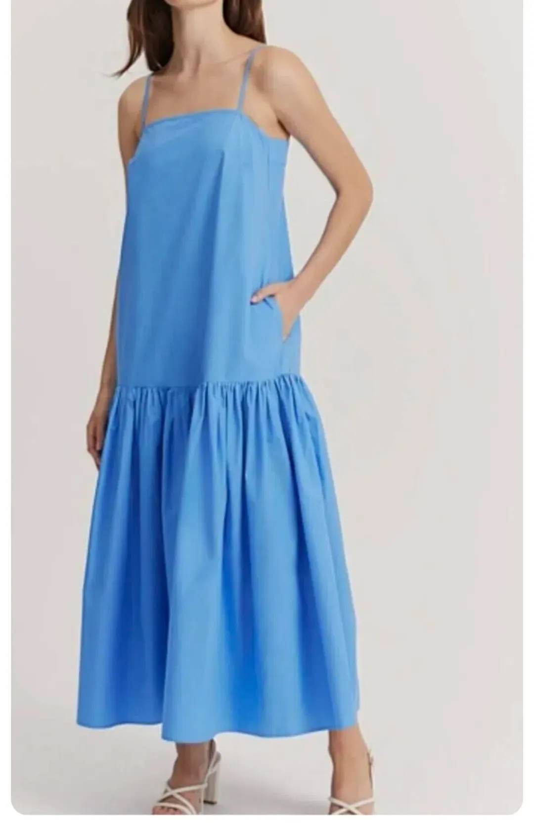 Country Road Gathered Maxi Dress Blue Size AU 8 for rent on The Volte - main image