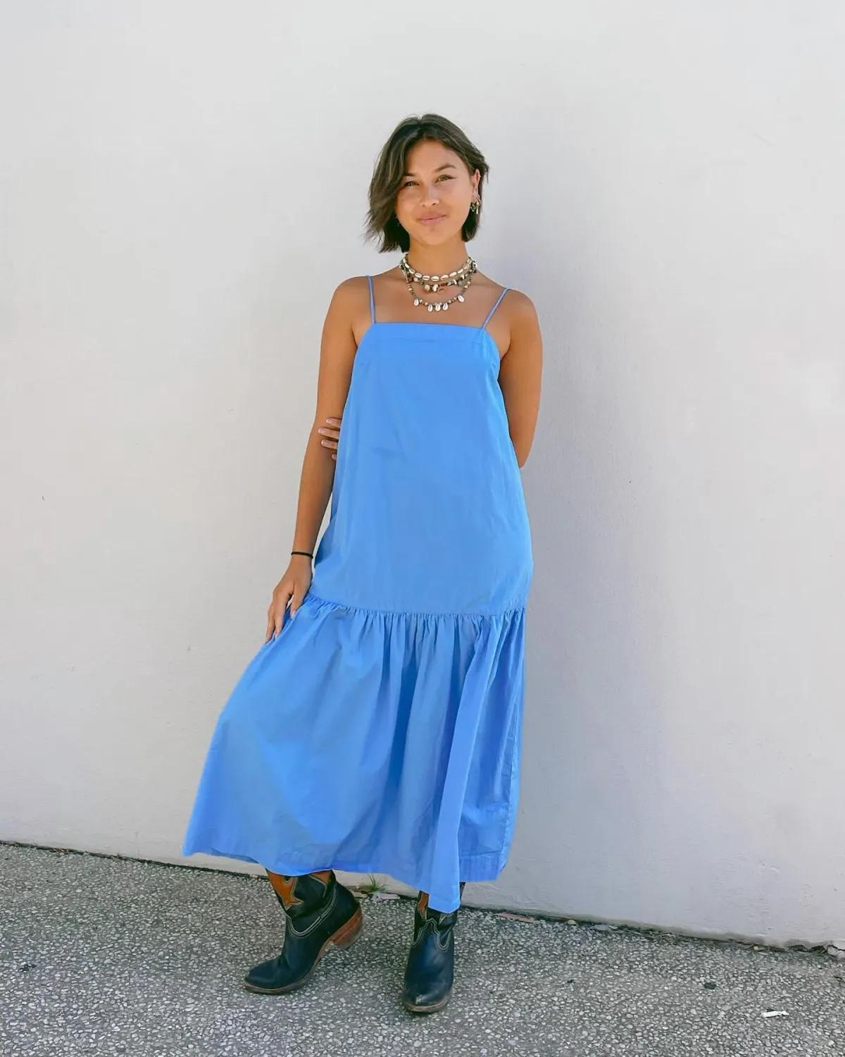 Country Road Gathered Maxi Dress Blue Size AU 8 for rent on The Volte - main image