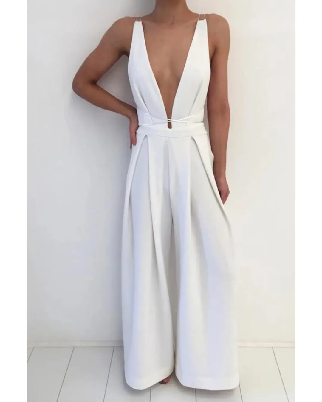 Natalie Rolt Khloe Jumpsuit White Size S / AU 8 for rent on The Volte - main image