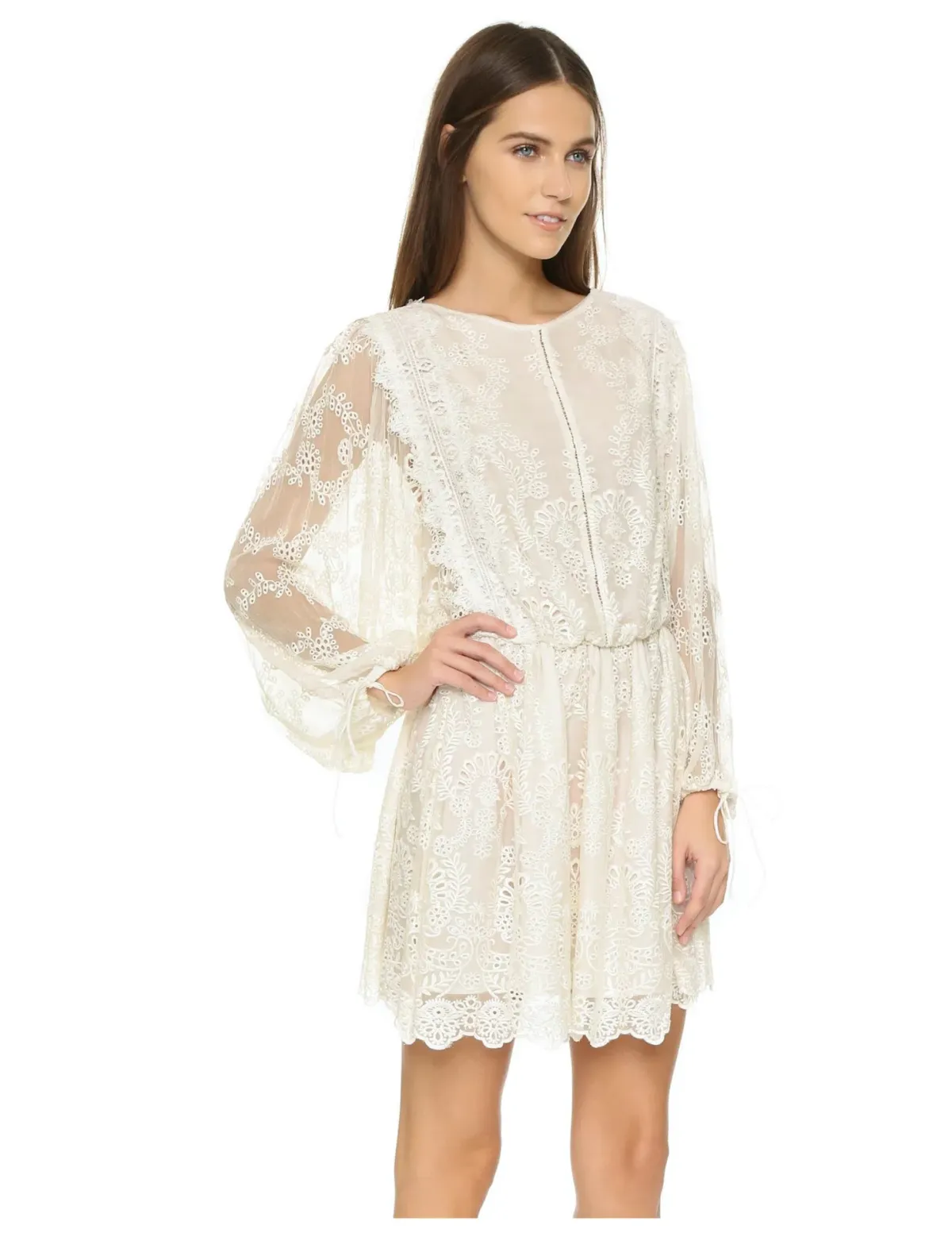 Zimmermann Alchemy Twine Embroidery Mini Dress Cream Size 8 for rent on The Volte - main image