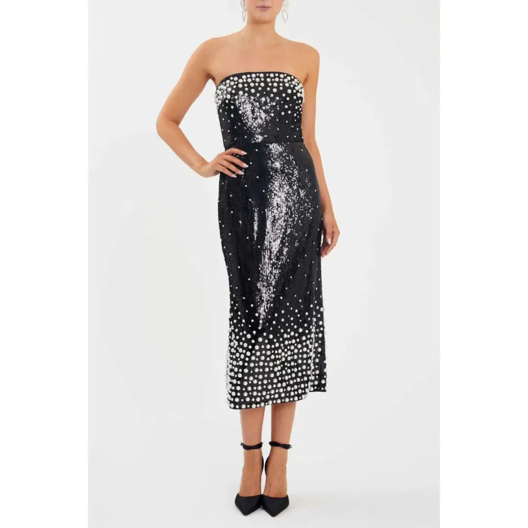 Rebecca Vallance Denise Midi Dress Black Size AU 8 for rent on The Volte - main image