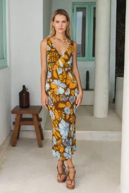 Nine Lives Bazaar Sarah Bias Midi Dress Bamboo Size 20 for rent on The Volte - image 1