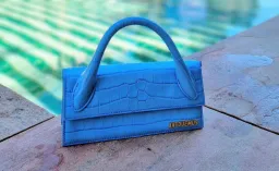 Jacquemus Le Chiquito Long Bag in Croc Blue for rent on The Volte - image 4