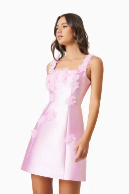 Elliatt Elder Floral Decal Applique Mini Dress In Pink Size S / AU 8 for rent on The Volte - image 4