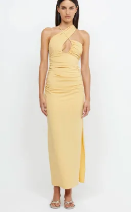 Bec & Bridge Montana Cross Over Midi Dress Straw Yellow Size 6 for rent on The Volte - image 4