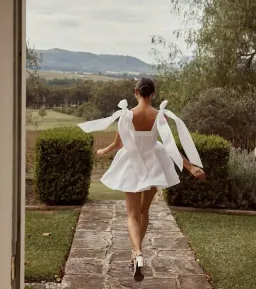 Dissh Aisle Bow Mini Dress White Size 8 for rent on The Volte - image 3