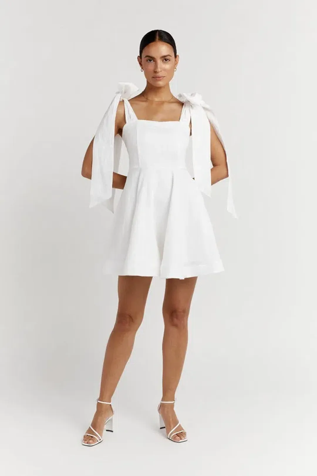 Dissh Aisle Bow Mini Dress White Size 8 for rent on The Volte - main image