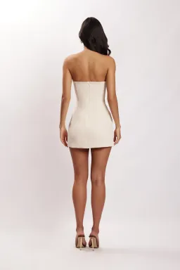 Meshki Maci Crepe Mini Dress Cream Size XS / AU 6 for rent on The Volte - image 3