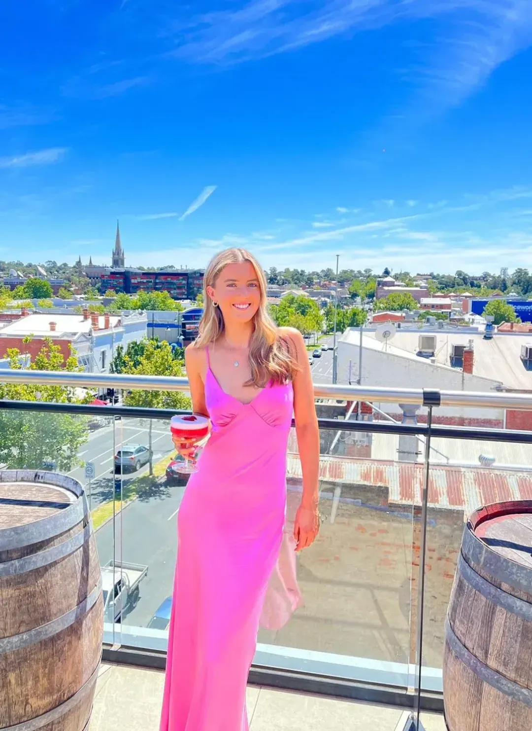 Bec & Bridge Amber V Maxi Dress in Candy Pink Size 6 for rent on The Volte - main image