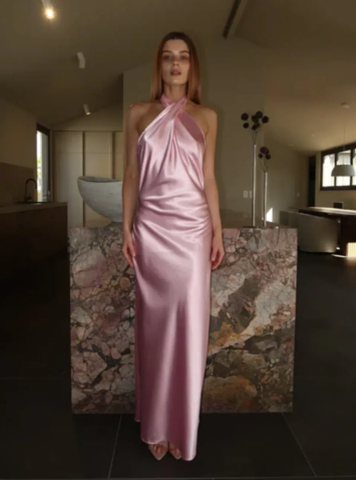 YLD Design Crossover Maxi Dress Light Pink Size S / AU 8 for rent on The Volte - main image