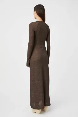 Camilla and Marc Valle Wool Maxi Dress Chocolate Brown Size 10 for rent on The Volte - image 3