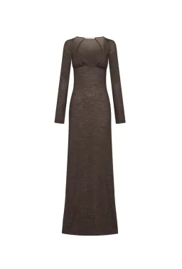 Camilla and Marc Valle Wool Maxi Dress Chocolate Brown Size 10 for rent on The Volte - image 5