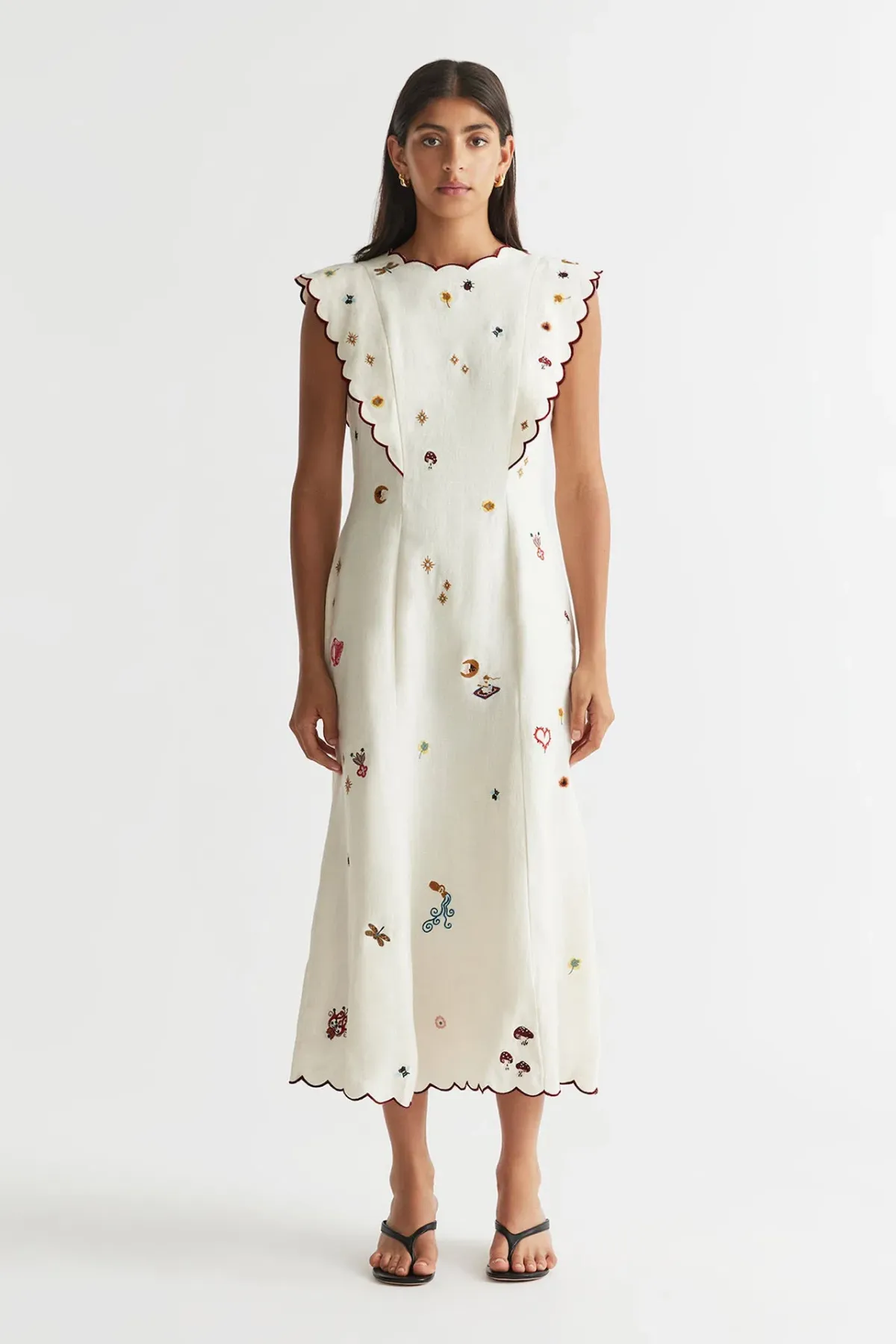 Antipodean Queen of Hearts Panelled Midi Dress Multi Size 10 for rent on The Volte - main image