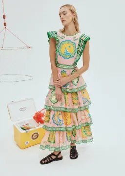 Alemais Porcelain Frill Midi Dress Print Size 8 for rent on The Volte - image 1