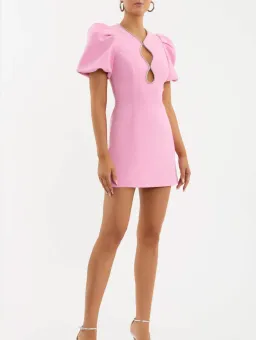 Rebecca Vallance Karina Puff Sleeve Mini Dress Pink Size 8 for rent on The Volte - image 5