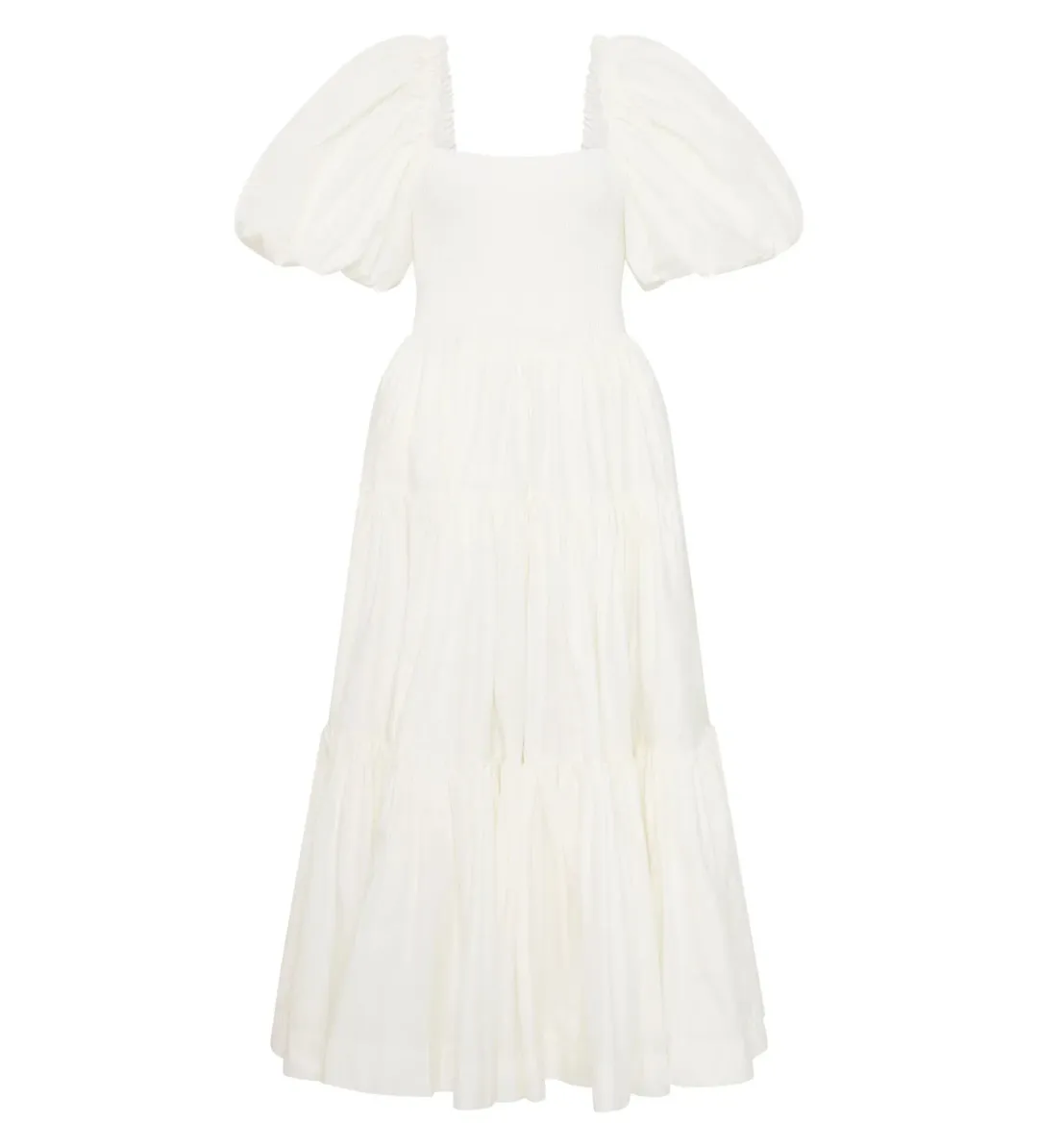 Aje Casa Puff Sleeve Midi Dress White Size 10 for rent on The Volte - main image