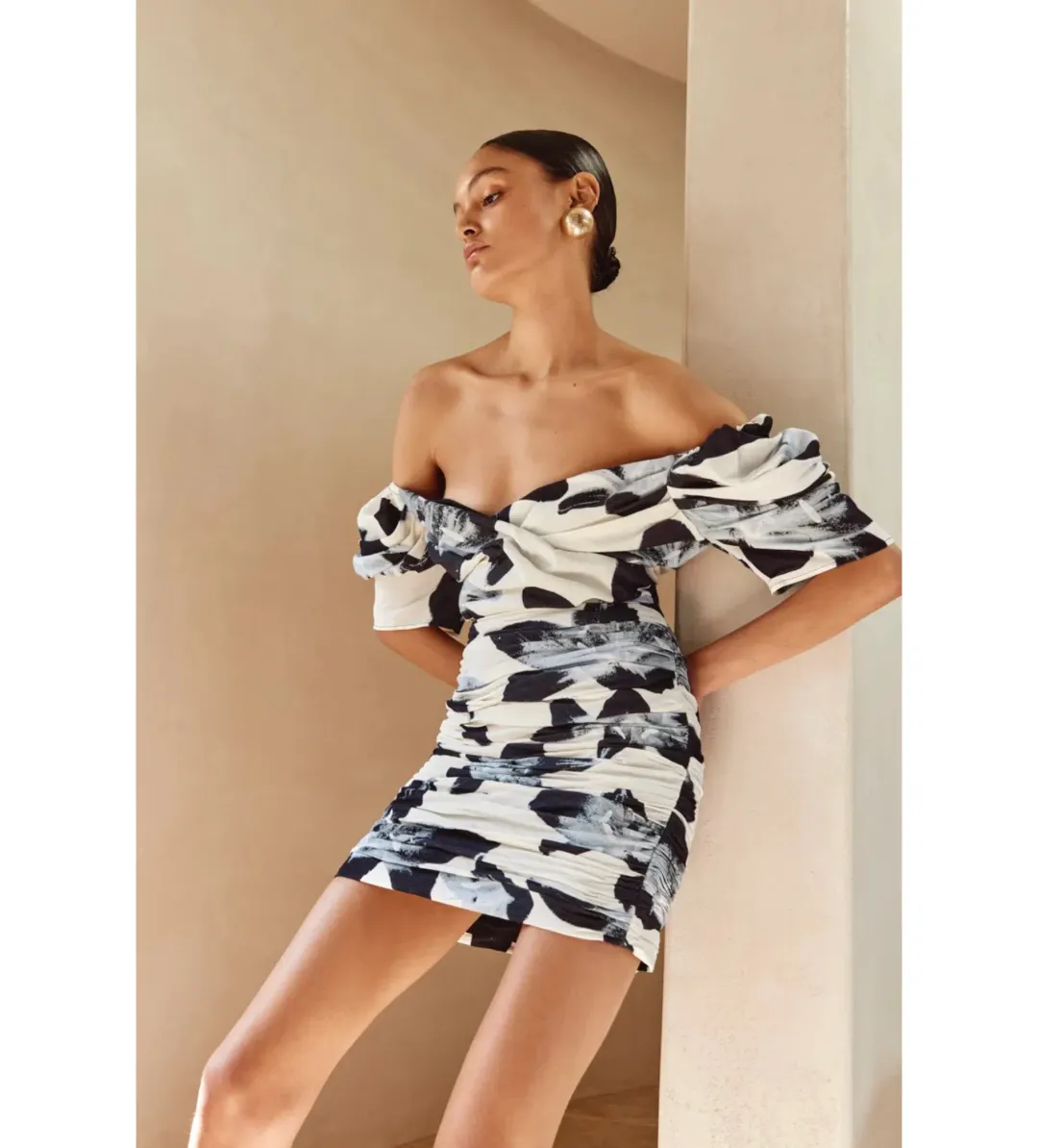 C/MEO Collective Ambient New Direction Mini Dress Black Botanic Size 14 for rent on The Volte - main image