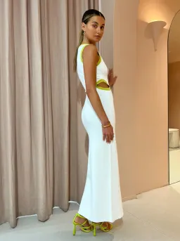 Sir The Label Evalina Cut Out Dress White/Citrus Size 1 / AU 8 for rent on The Volte - image 2