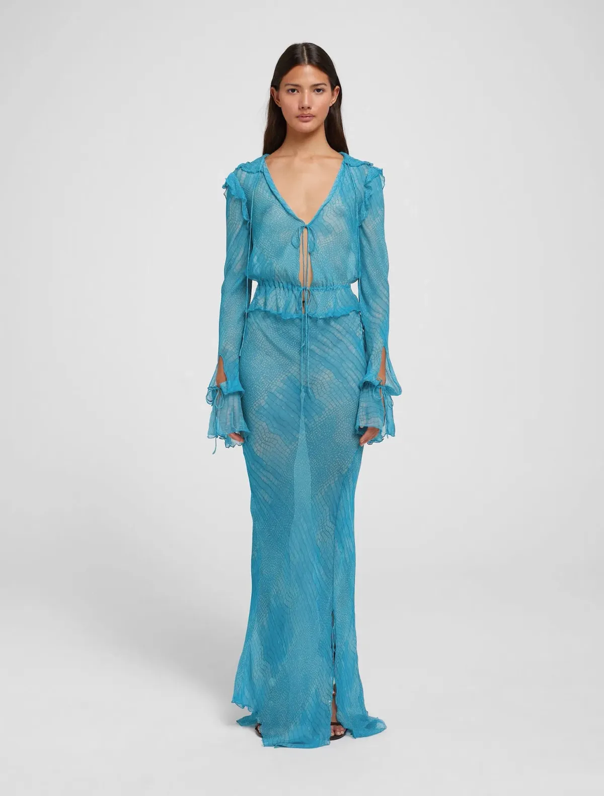 Rat & Boa Havana Top and Skirt Set Blue Print Size S / AU 8 for rent on The Volte - main image