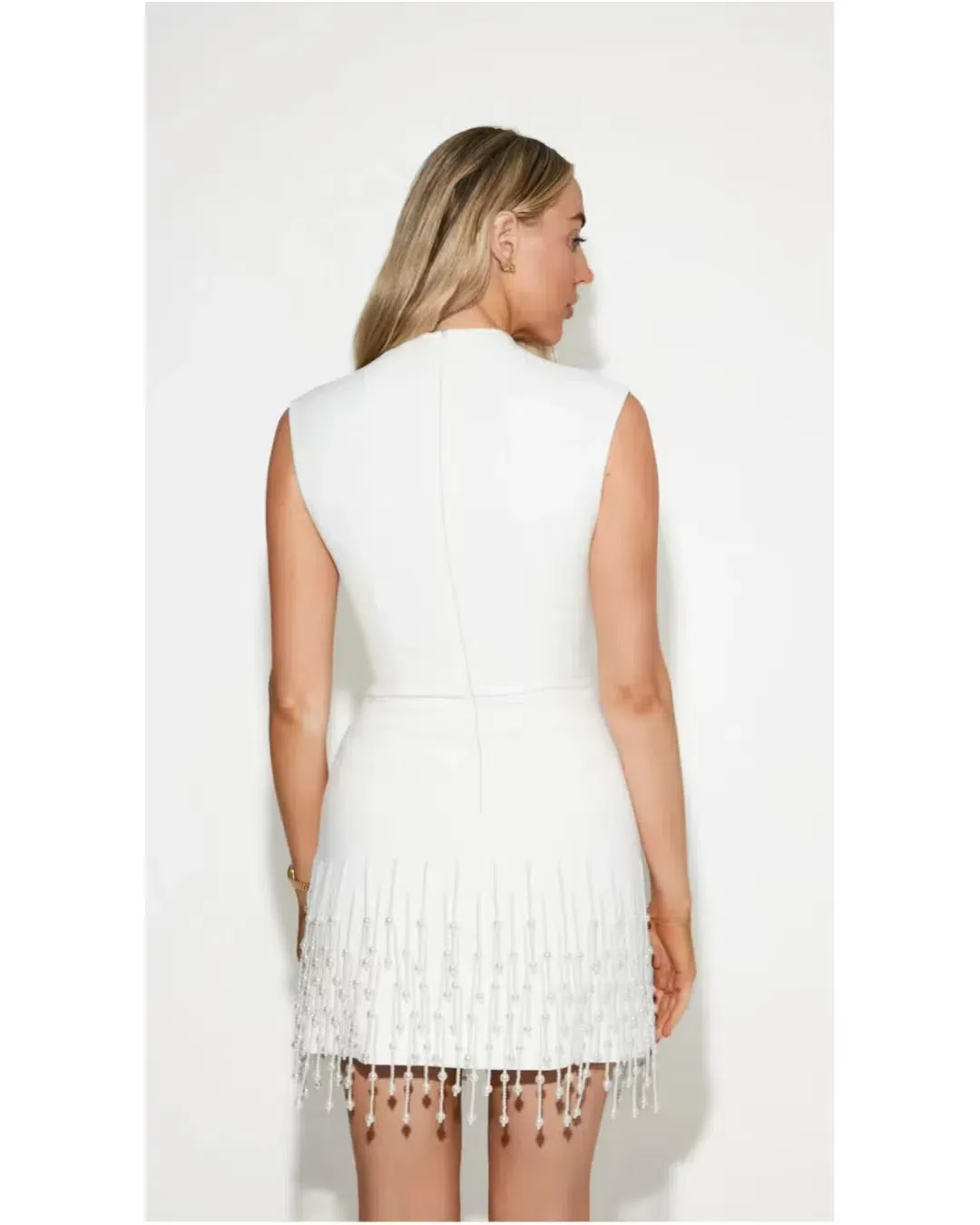 Odd Muse The Ultimate Muse Pearl Drop Sleeveless Mini Dress White Size L (AU 12) for rent on The Volte - main image