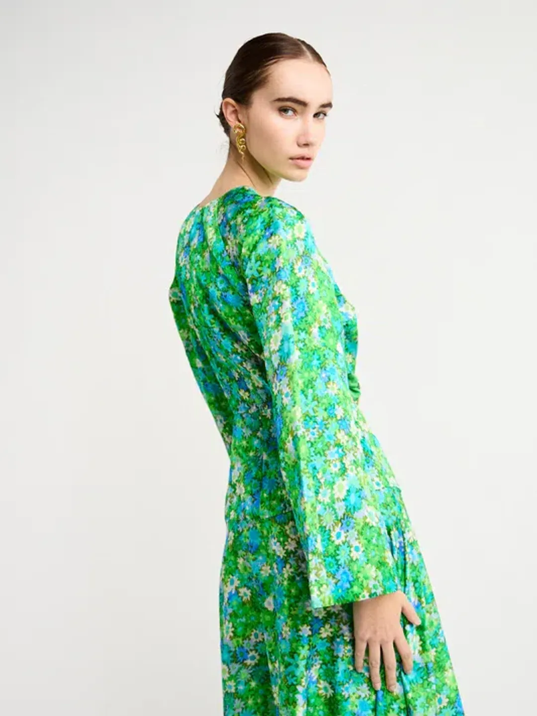 Alemais Cassandra Cut Out Midi Dress Turquoise Floral Size 10 AU for rent on The Volte - main image