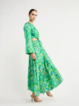 Alemais Cassandra Cut Out Midi Dress Turquoise Floral Size 10 AU for rent on The Volte - image 2