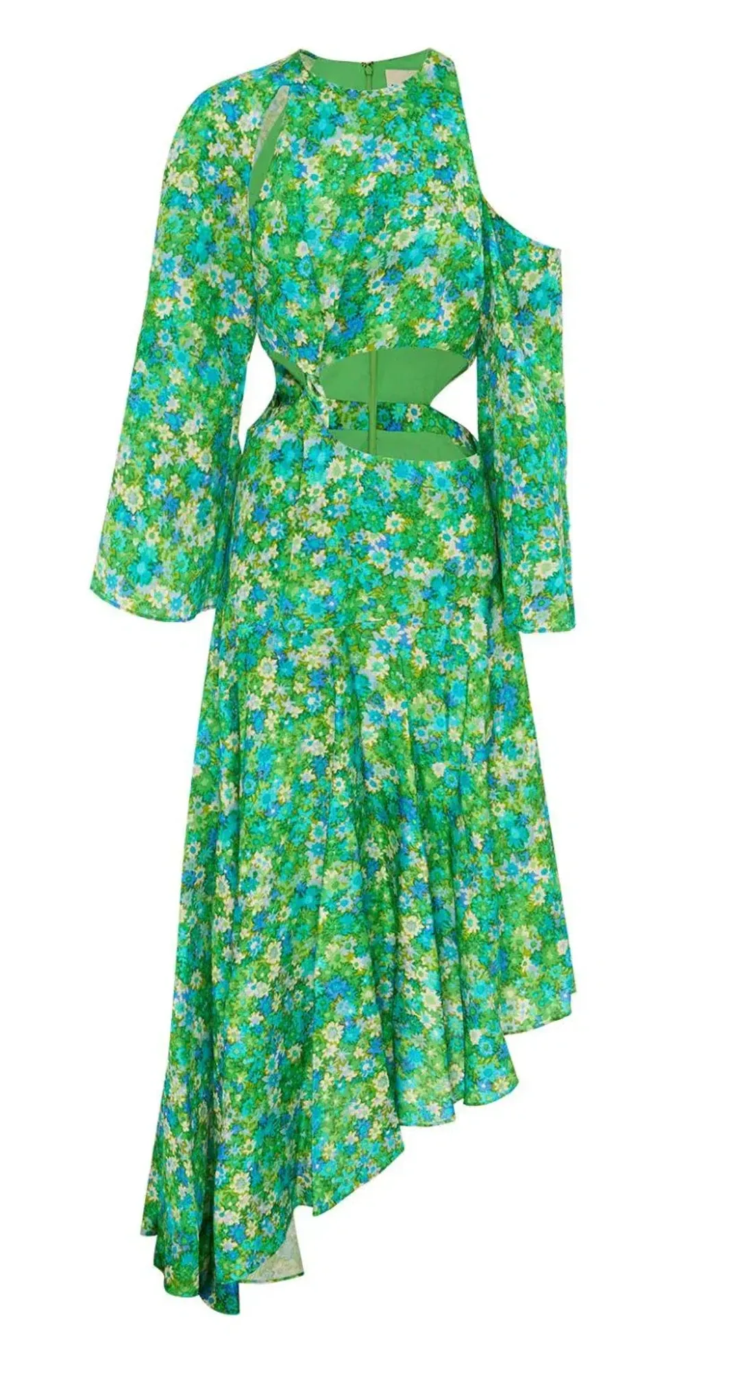 Alemais Cassandra Cut Out Midi Dress Turquoise Floral Size 10 AU for rent on The Volte - main image