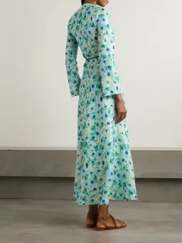 Zimmermann  Lightburst Bias Long Dress in Aqua Floral Size 2 / AU 12  for rent on The Volte - image 2