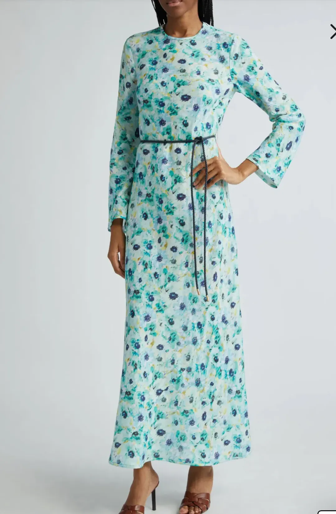 Zimmermann  Lightburst Bias Long Dress in Aqua Floral Size 2 / AU 12  for rent on The Volte - main image