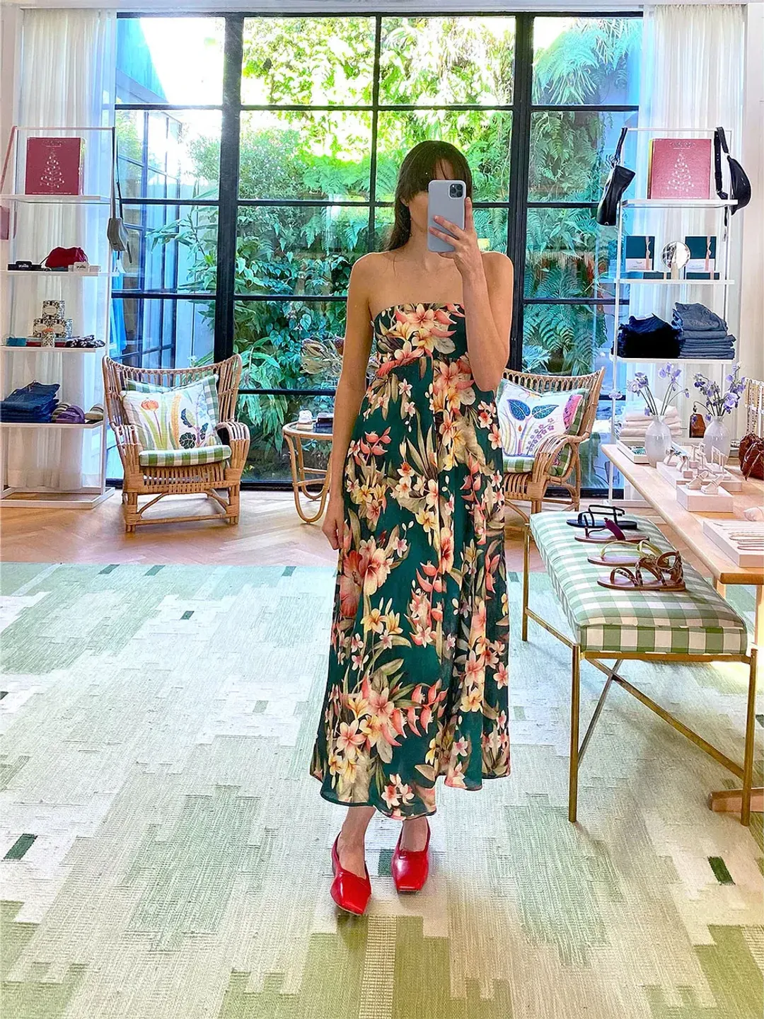 Zimmermann Lexi Strapless Linen Midi Dress Floral Print Size 2 / AU 12 for rent on The Volte - main image