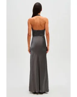 MISHA Celine Satin Maxi Dress Pewter Size 6/XS for rent on The Volte - image 3