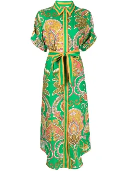 Alemais Marion Shirt Midi Dress Green Multi Size AU 12 for rent on The Volte - image 4