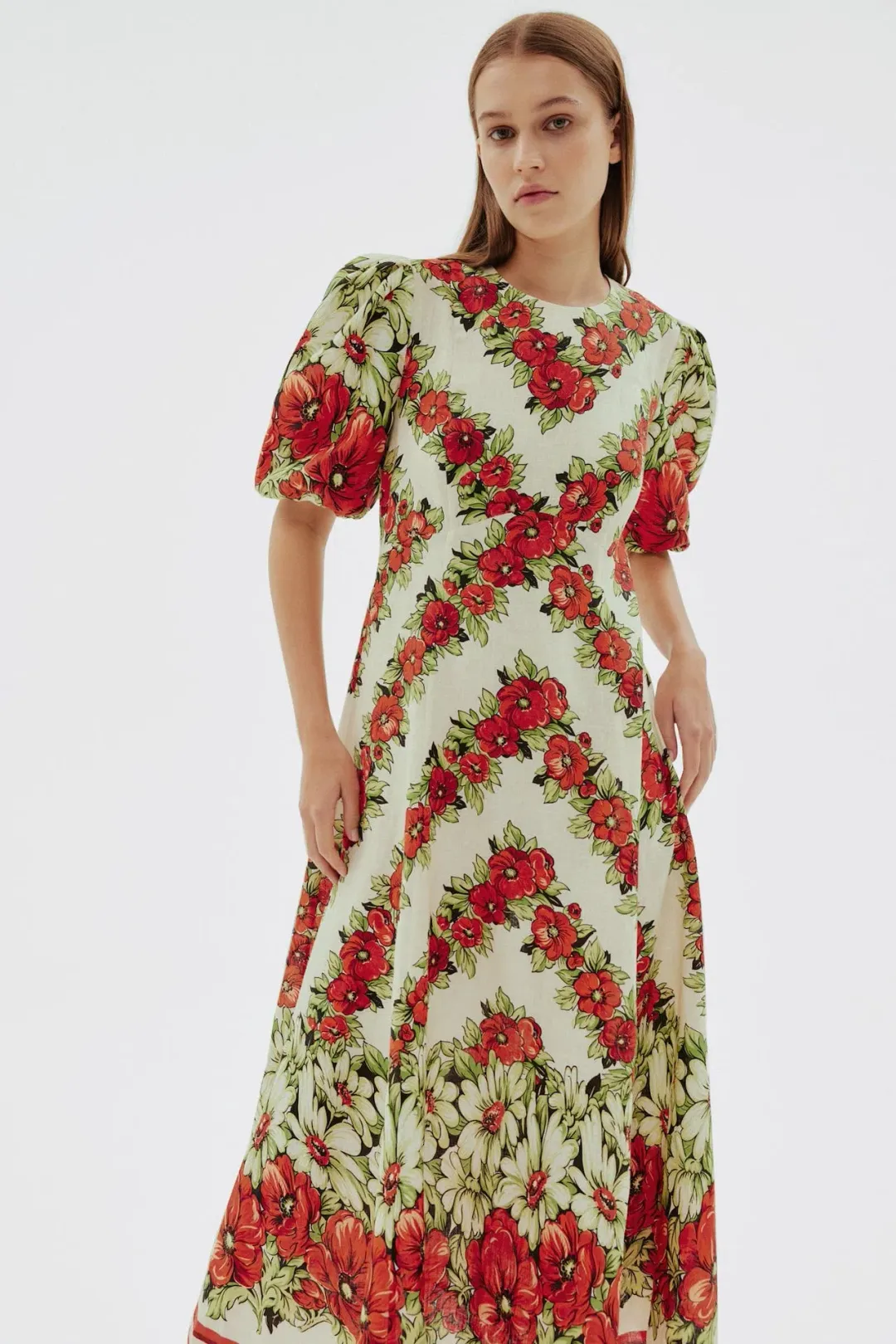 Alemais Amelie Midi Dress Floral Size AU 16 for rent on The Volte - main image