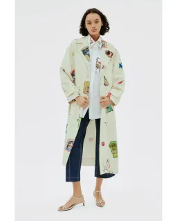 Alemais Checkers Coat Cream Print Size AU 14 for rent on The Volte - image 1