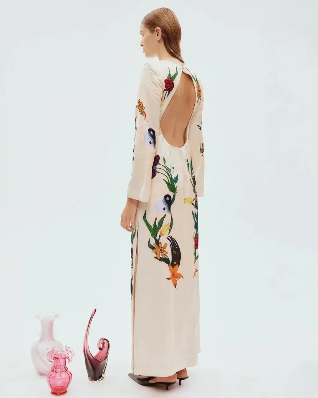 Alemais Zelda Midi Dress Champagne Multi Size AU 14 for rent on The Volte - main image