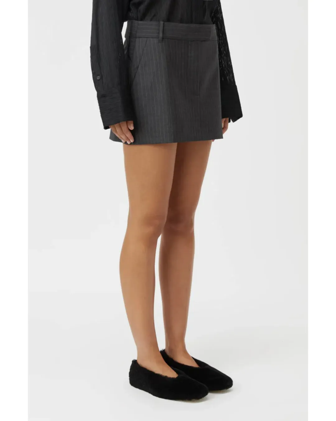 Camilla and Marc Brancusi Blazer and Mini Skirt Set in Charcoal Pinstripe Size AU 6 for rent on The Volte - main image