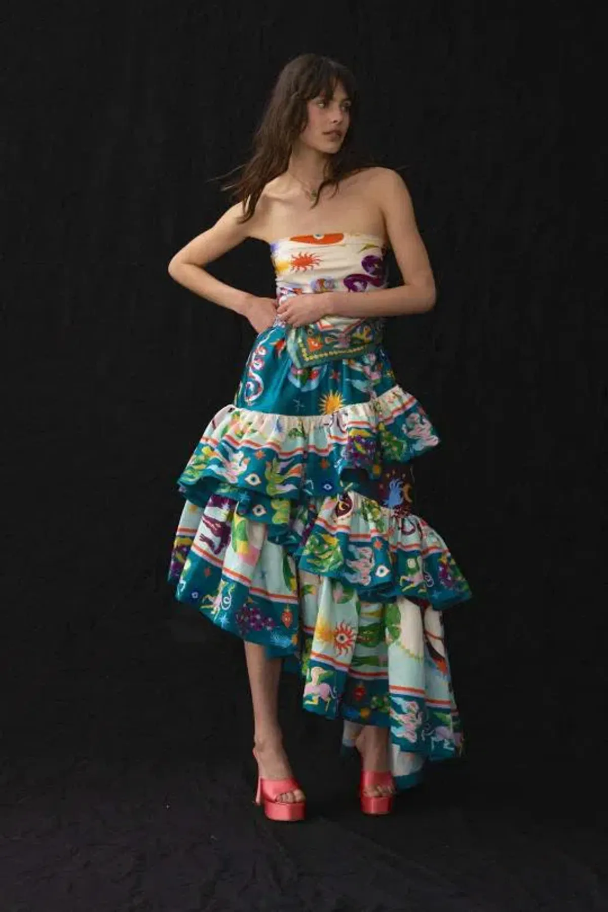 Alemais Guardian Tiered Ruffle Skirt Multi Size AU 12 for rent on The Volte - main image