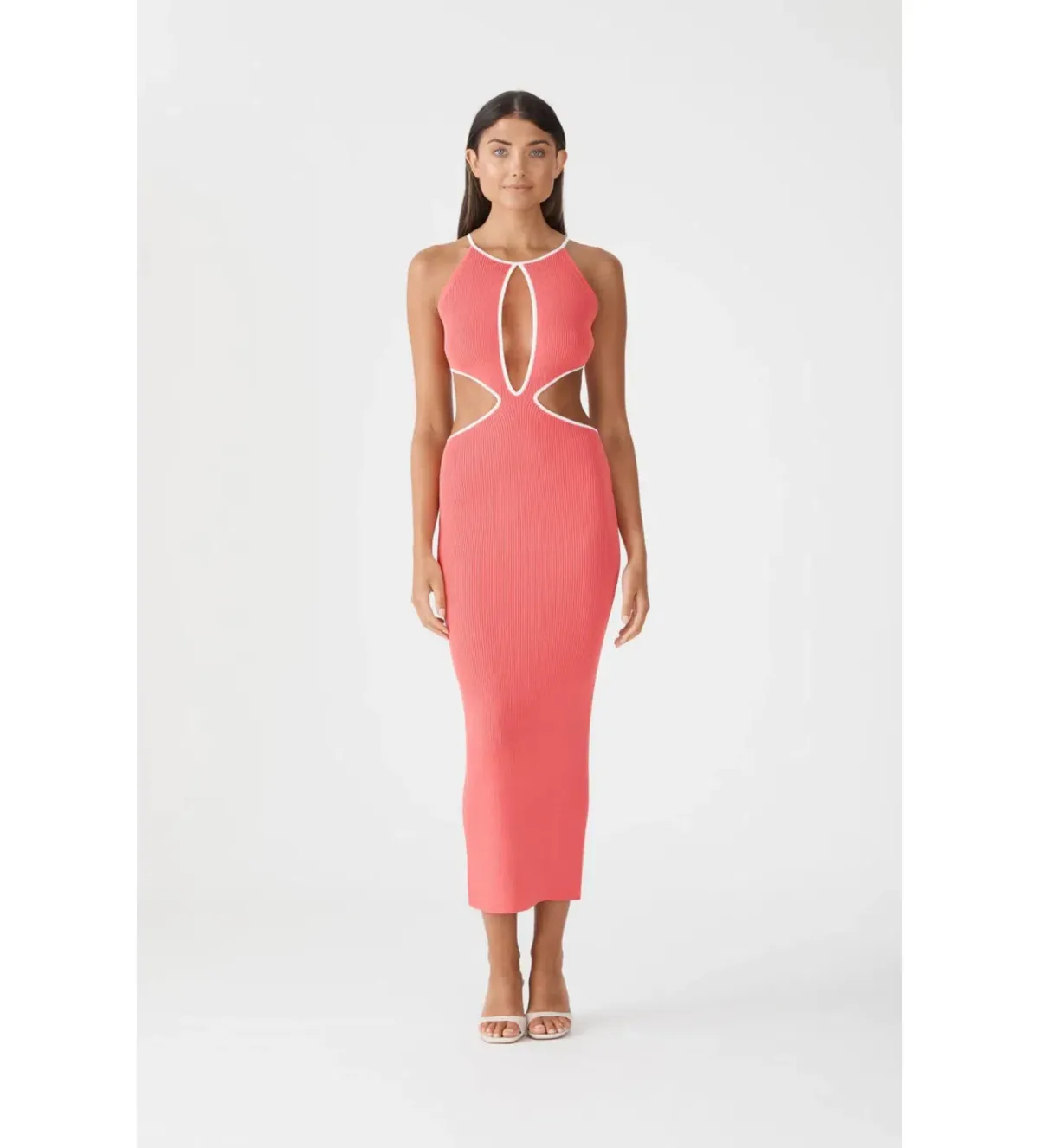 San Sloane Adrian Rib Dress Coral/Pink Size 6 for rent on The Volte - main image