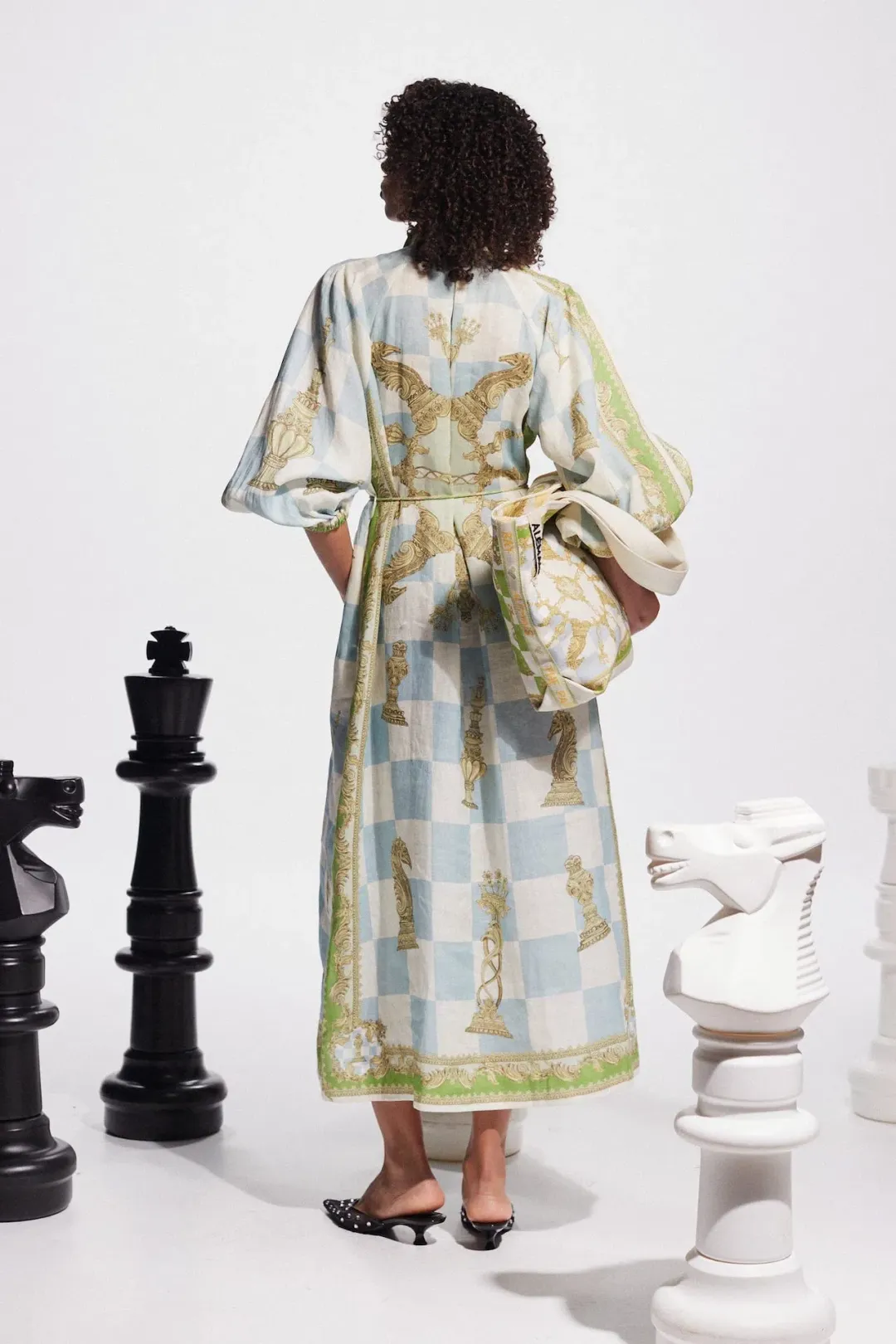 Alemais Checkmate Linen Shirtdress Print Size 16 for rent on The Volte - main image
