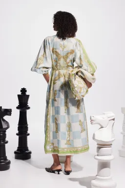 Alemais Checkmate Linen Shirtdress Print Size 16 for rent on The Volte - image 2