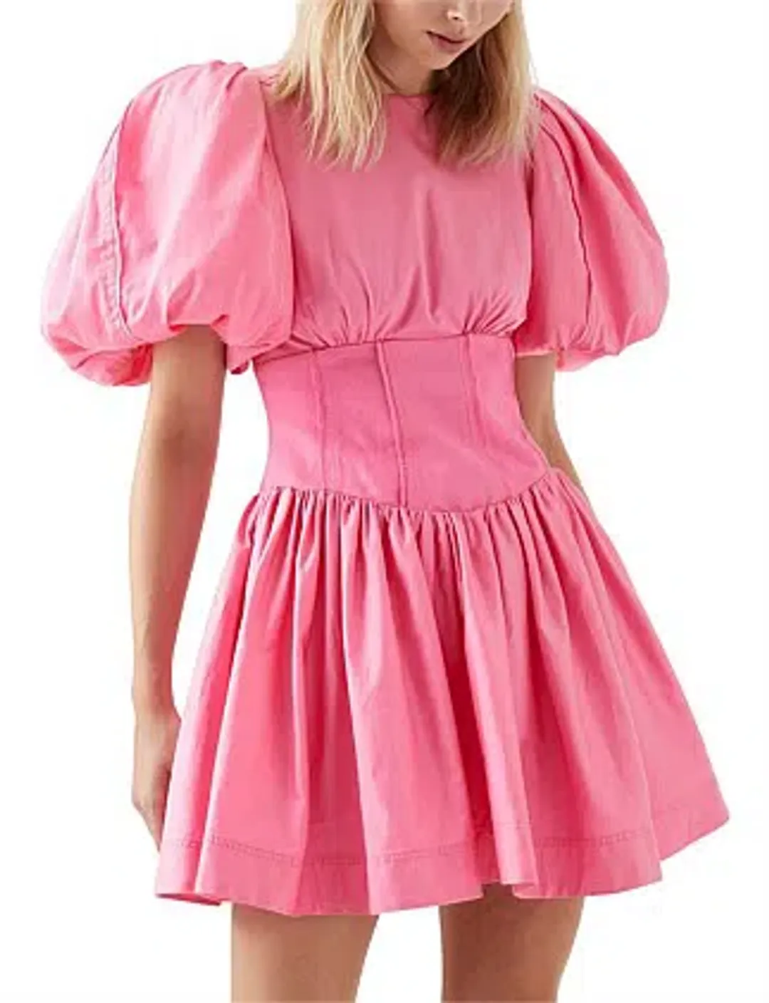 Aje Gianna Puff Sleeve Mini Dress Pink Size 8 for rent on The Volte - main image