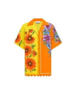 Alemais Jude Oversized Linen Shirt and Short Set Orange Floral Size AU 14 for rent on The Volte - image 2