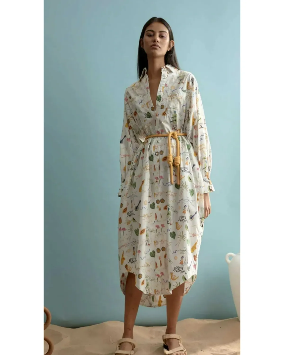 Alemais Golden Hands Shirtdress Print Size AU 14 for rent on The Volte - main image
