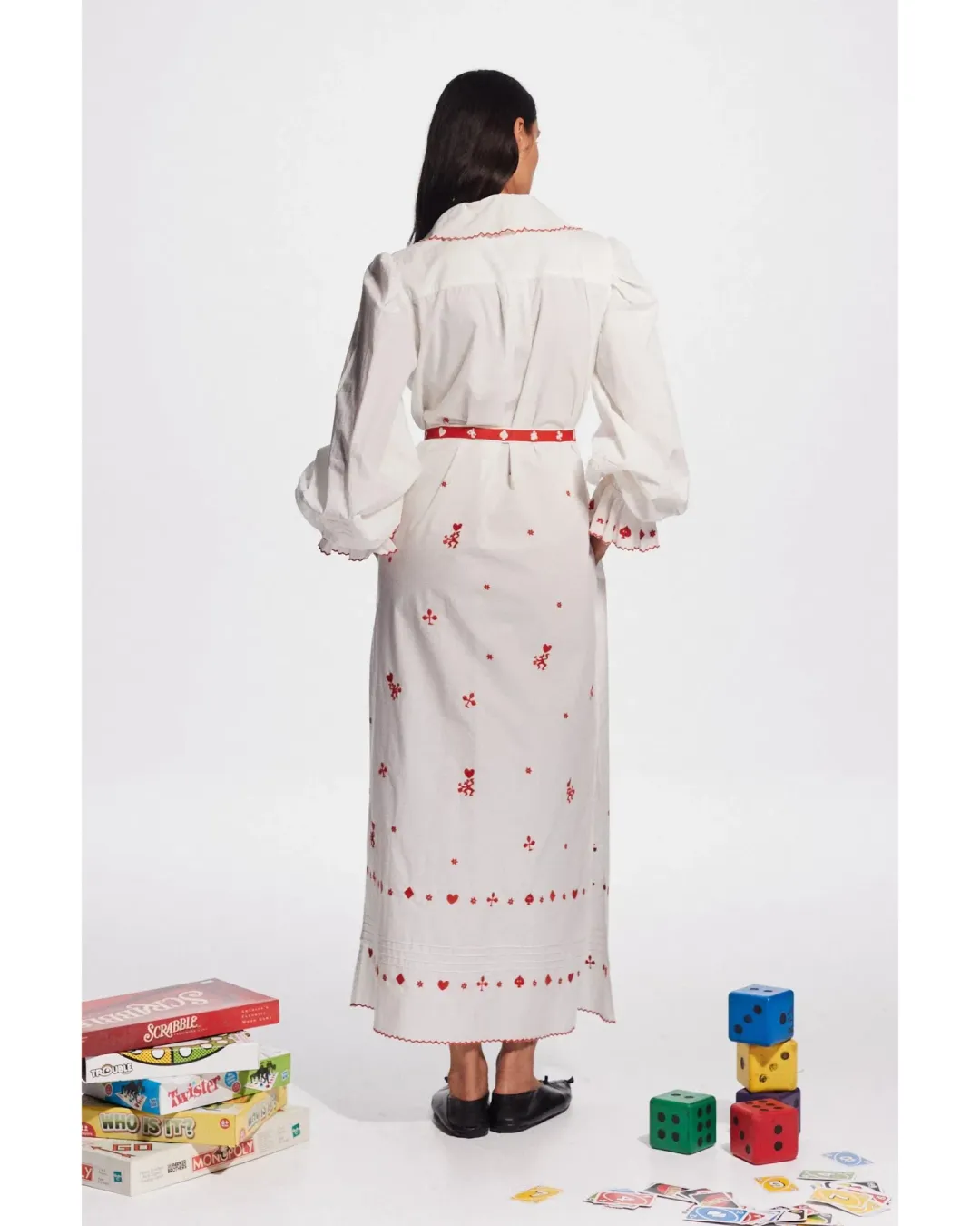 Alemais Hearts Embroidered Midi Dress Print Size AU 16 for rent on The Volte - main image